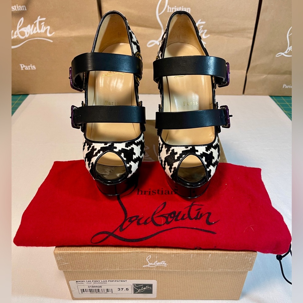 Christian Louboutin Bikiki 140mm Houndstooth heels 37.5